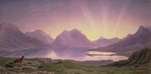 夜明け、トリドン湖 作： Joseph Mallord William Turner